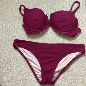 Shade & Shore Pink/Purple bikini with padding underwire swimwear size L/XL